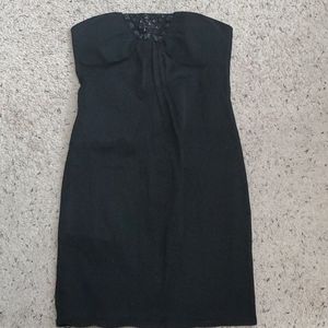 Strapless black mini dress